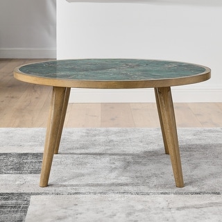 Steve Silver Novato Mid Century 34" Round Coffee Table, Green - Bed ...